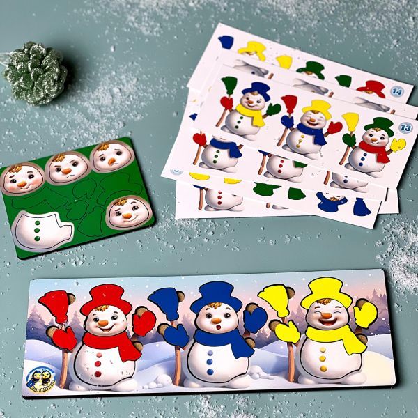 Дерев'яна розвиваюча гра з картками "Веселі сніговики"
