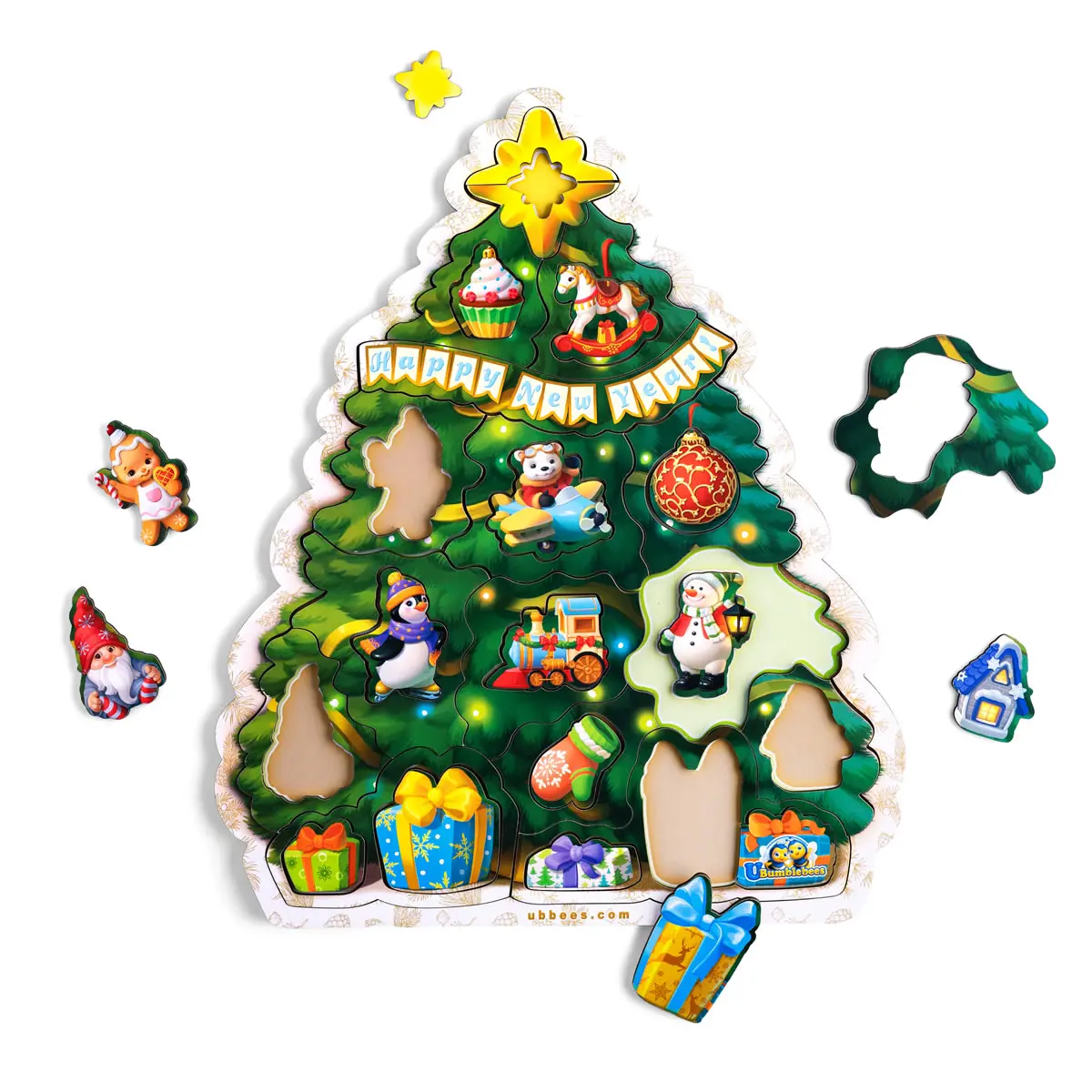 Puzzle mit Hinweisen "Weihnachtsbaum"