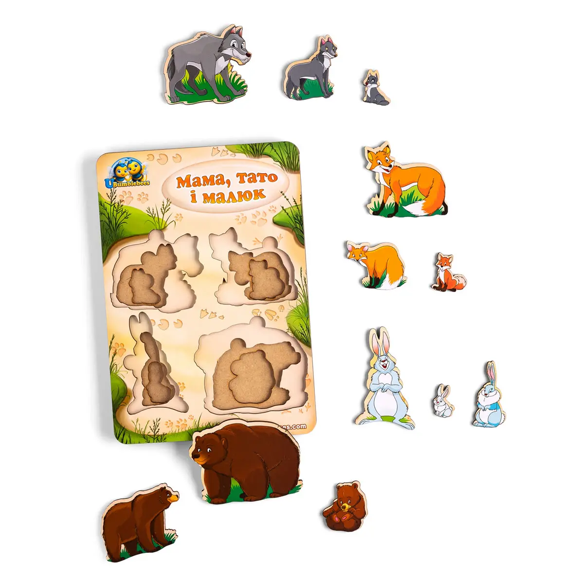 Shapes-Puzzle "Family - wild animals"