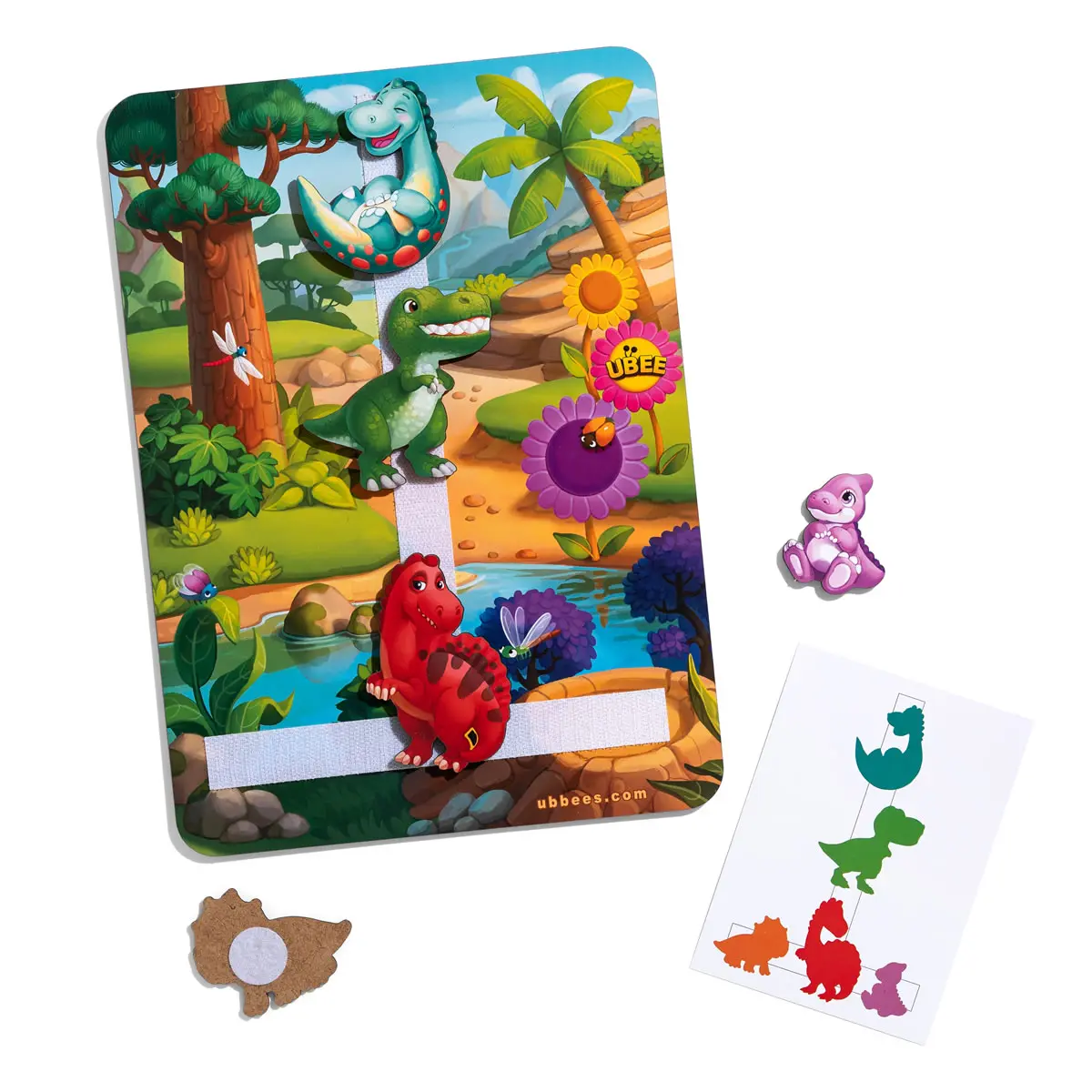 Розвиваюча дитяча гра на липучці з картками "Долина динозаврів" (Дерев'яна розвивашка на липучках)