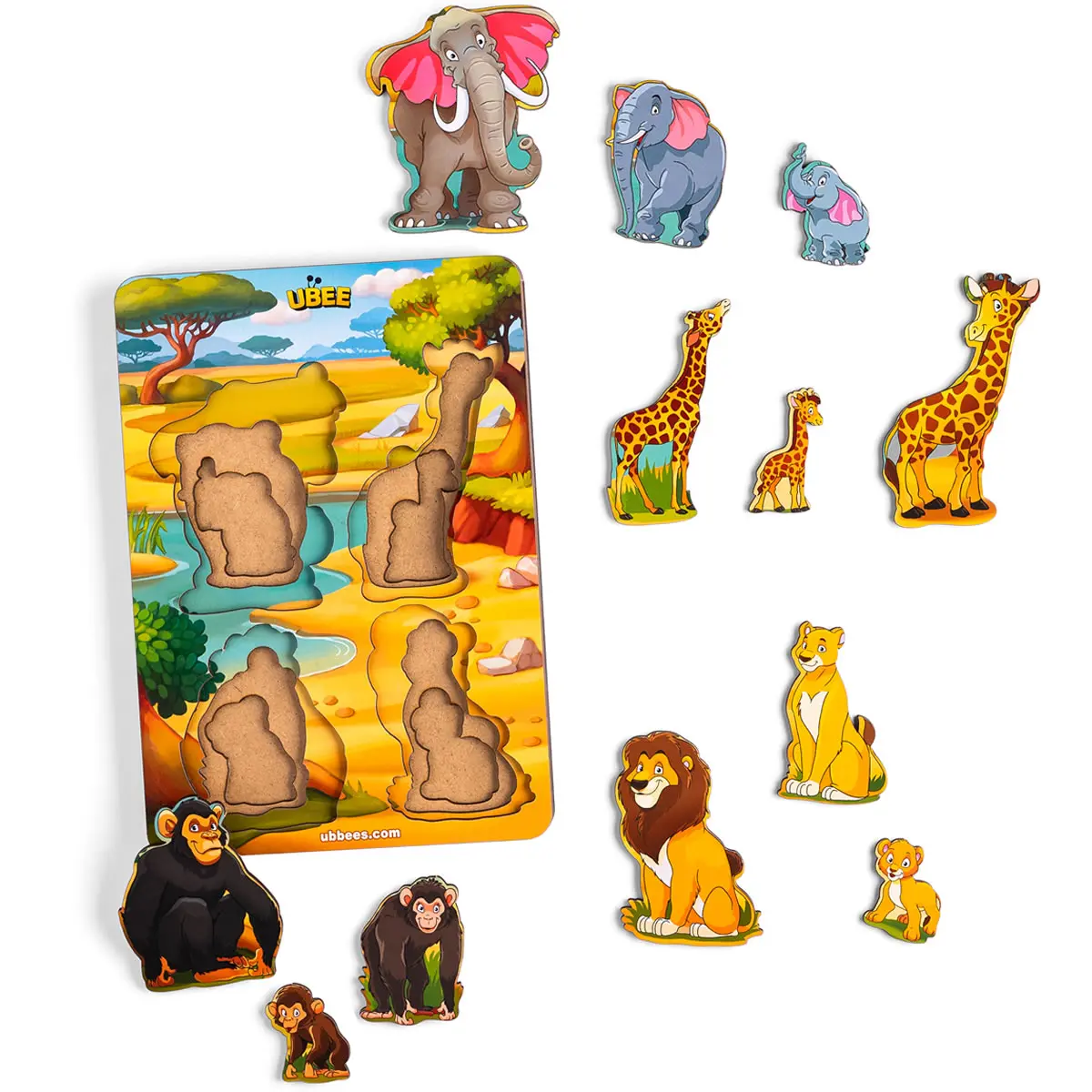 Shapes-Puzzle "Family - wild animals - Africa"