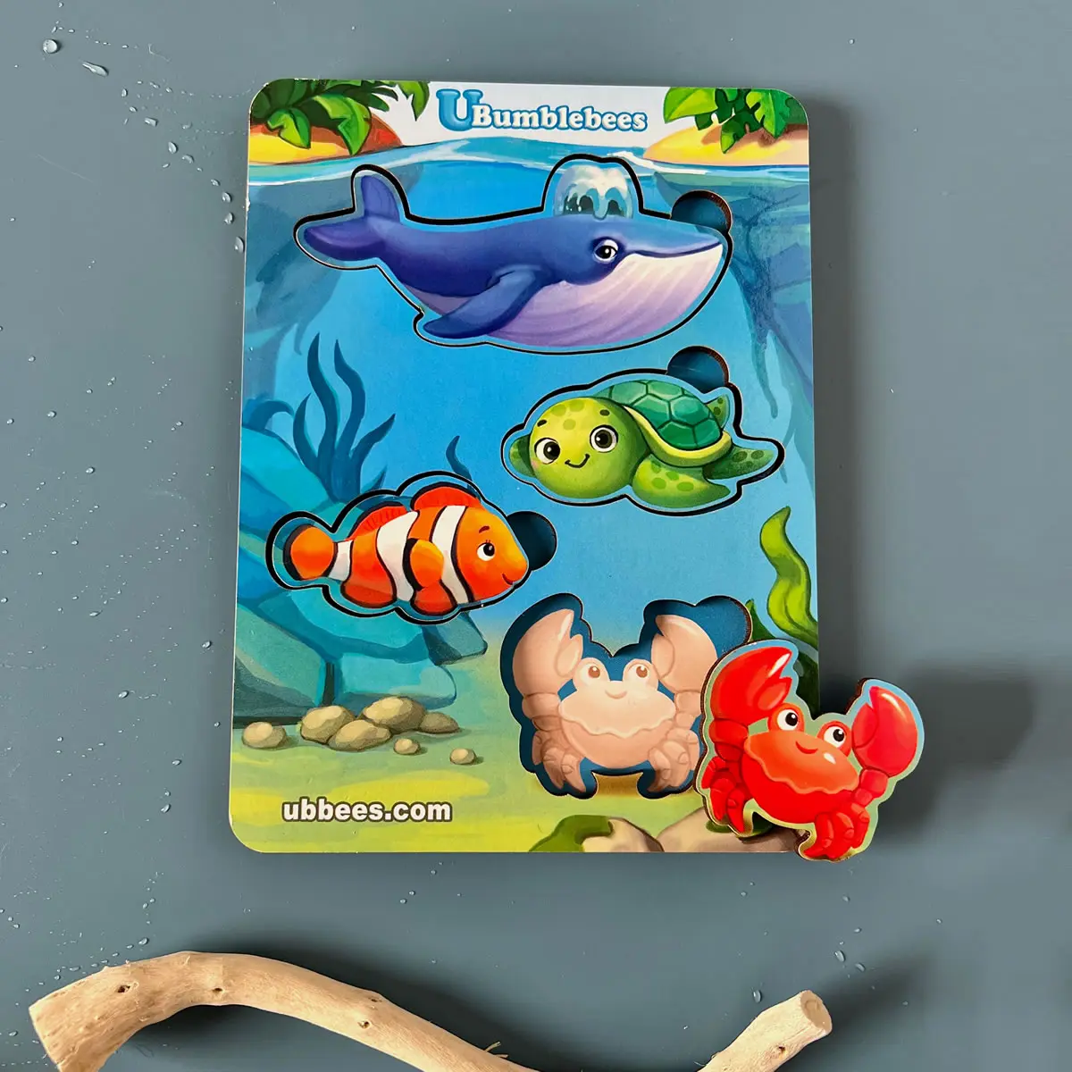 Дерев'яні вкладачі (рамка-вкладач) "Морські тварини – 2" (фон із підказкою)